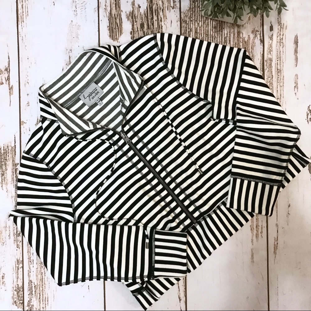 Lynn Ritchie Silver | Striped Half-Zip Jacket | L